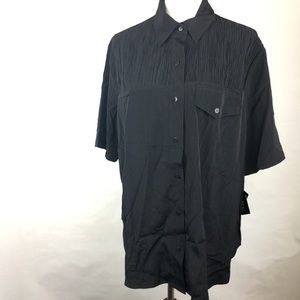 Maggie Sweet NWT Black Collared Button Down Blouse